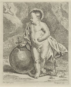 Cristo niño con globo y serpiente de Guillaume Pierre Mensaert