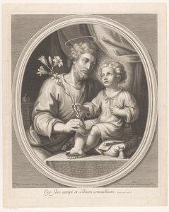 El Niño Jesús entrega a San José un lirio de Guillaume Vallet