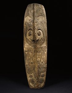 Escudo ovalado de East Sepik, Wogamusin o Río April de Guinean New