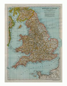 Mapa de Inglaterra y Gales, c1910