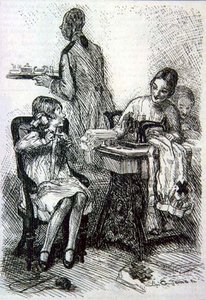 Mabel; "¡Querida madre! ¡Espero que esta guerra no termine antes de que termine mi calcetín!" de la revista 