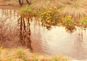 Paisaje ribereño veraniego de Gustaf Edolf Fjaestad