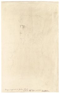 Retrato de una mujer de perfil con cuello de volantes