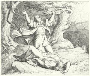 Alexis, amigo de Martín Lutero, después de ser alcanzado por un rayo durante sus viajes de Gustav Ferdinand Leopold Konig