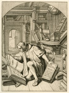 Lutero lee en la biblioteca universitaria de Erfurt. Encuentra una Biblia en latín