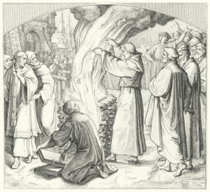 Martín Lutero quemando la bula papal en Wittenberg, 1520 de Gustav Ferdinand Leopold Konig