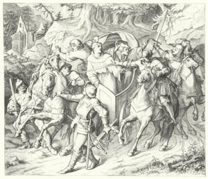 Martín Lutero es secuestrado a su regreso de la Dieta de Worms, 1521 de Gustav Ferdinand Leopold Konig