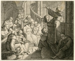 Martín Lutero predica en el monasterio, delante de Staupitz , su amigo paterno de Gustav Ferdinand Leopold Konig