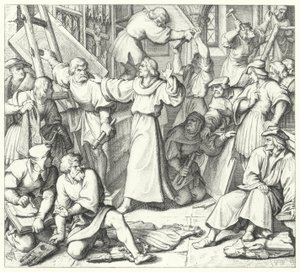 Martín Lutero reprime a los iconoclastas en Wittenberg (grabado) de Gustav Ferdinand Leopold Konig