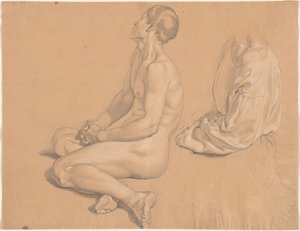 Un hombre sentado desnudo y luego vestido de Gustav Heinrich Naeke