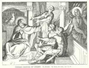 La negación de Pedro, San Lucas, cap. xxii, vers. 55, 56 de Gustav Jager