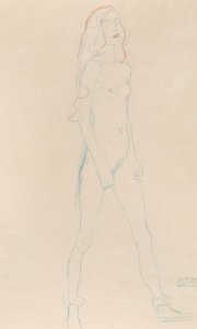 Una joven desnuda, c. 1917 de Gustav Klimt