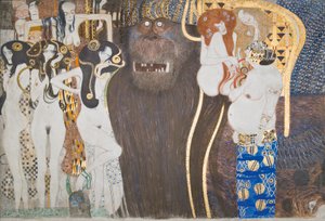 Friso de Beethoven: Las fuerzas hostiles - panel 1, pared frontal