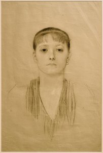 Retrato de una niña de frente de Gustav Klimt