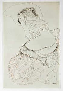 Mujer desnuda, girada a la izquierda de Gustav Klimt