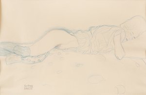 Semidesnudo femenino, c. 1908 de Gustav Klimt