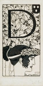 Inicial D, utilizada en el tercer número de Ver Sacrum, la revista del movimiento Art Nouveau Secession de Austria. de Gustav Klimt