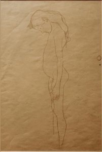 Desnudo de niña con la cabeza inclinada hacia la izquierda de Gustav Klimt