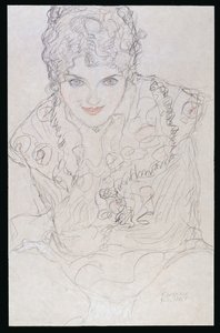 Retrato con la Mano Derecha en la Barbilla, c.1917-18 de Gustav Klimt