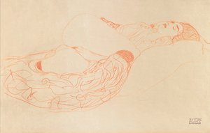 Semi-desnudo reclinado masturbándose, 1912-1913 de Gustav Klimt