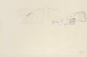 Medio desnudo reclinado a la derecha, c.1914-15 de Gustav Klimt