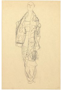 Dama de pie con capa, c.1914-16 (lápiz sobre papel) de Gustav Klimt