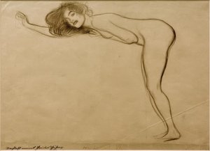 Desnudo de niña de pie inclinada hacia la izquierda de Gustav Klimt
