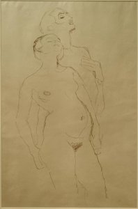 Pareja de amantes de pie (Estudio para Adán y Eva) de Gustav Klimt