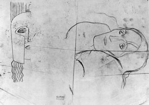 Estudios para Ver Sacrum 1900 - Palas Atenea y una Cabeza Trágica, 1897-98 de Gustav Klimt