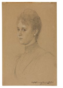 Estudio para un retrato (¿Sra. Heymann), c.1892 (lápiz con realce blanco sobre papel de ante) de Gustav Klimt