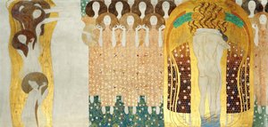 El Friso de Beethoven, (detalle) Las Artes, Coro del Paraíso, Abrazo, 1902 de Gustav Klimt