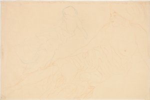Dos estudios de una mujer reclinada, 1913 de Gustav Klimt