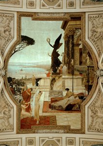 Burgtheatre (Teatro de la Corte) de Viena, escalera (izquierda): Teatro antiguo de Taormina de Gustav Klimt