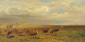 Rebaño de ovejas en la Puszta de Gustav Ranzoni