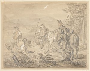 Paisaje con jinetes en un ferry de Gustav Schlick