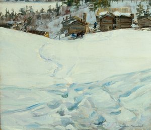 Granja de montaña en paisaje de invierno de Gustav Wentzel