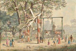 Carrete y columpio en el Wurstelprater de Viena de Gustav Zafaurek