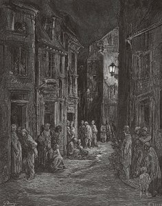 Barrios bajos de Bluegate Fields, Londres en el siglo XIX. (imprimir) de Gustave (after) Dore