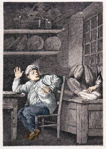 El robo de Jean Valjean - en "Los Miserables" de Victor Hugo, ilustrado por Brion, ed. Hetzel y Lacroix de Gustave Brion