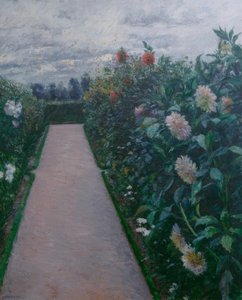 Avenida de jardín y macizos de dalias, Petit Gennevilliers de Gustave Caillebotte
