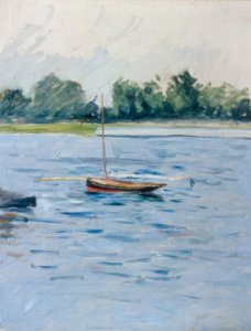 Barco fondeado en el Sena de Gustave Caillebotte