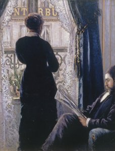 Interior.Mujer en la ventana de Gustave Caillebotte