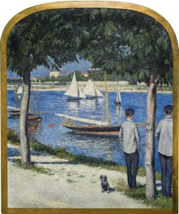 La Berge du Petit Gennevilliers y el Sena, 1890 de Gustave Caillebotte