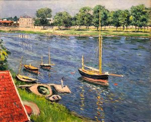 La Seine en Argenteuil, barcos fondeados, 1883 de Gustave Caillebotte