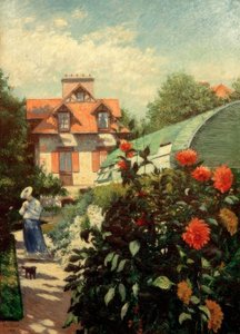 El jardín, Petit Gennevilliers (Las dalias, jardín del Petit Gennevilliers) de Gustave Caillebotte
