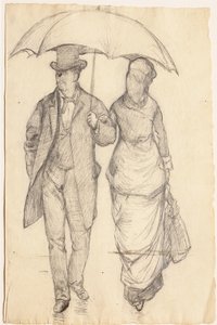 Hombre y mujer bajo un paraguas de Gustave Caillebotte