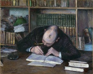 Retrato de Emile Jean Fontaine, librero (The Bookseller E. J. Fontaine) - Pintura de Gustave Caillebotte (1848-1894), óleo sobre lienzo (65x81 cm)