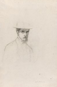 Autorretrato con sombrero, c.1879 (grafito sobre papel verjurado texturado) de Gustave Caillebotte