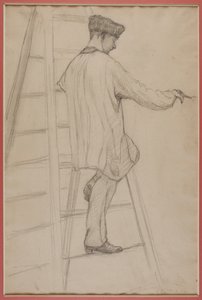 Estudio para pintores de casas: Hombre en la escalera de Gustave Caillebotte