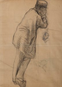Estudio para El puente de Europa: Hombre apoyado en los codos c.1876 (lápiz sobre papel)